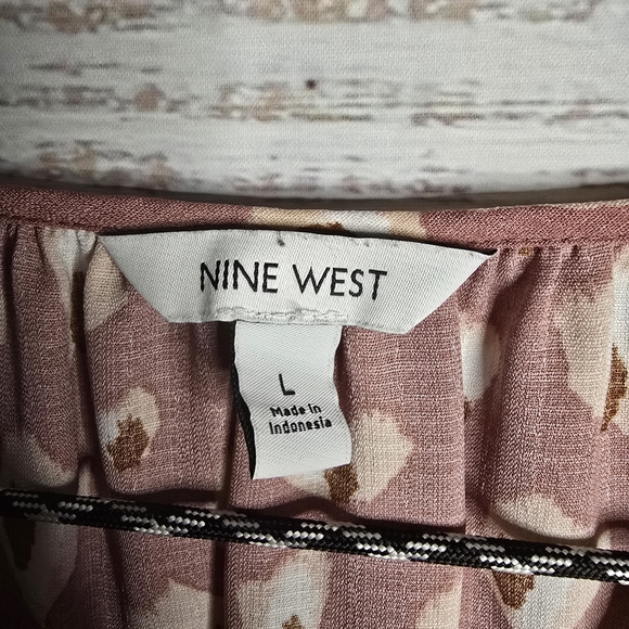 Nine West Mauve Cheetah Pattern Longsleeve Blouse Size Large - Picture 4 of 5